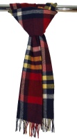 Johnstons  - Lambswool large check scarf in navy