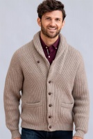 Lockie Windsor cashmere 4ply shawl collar ribbed cardigan