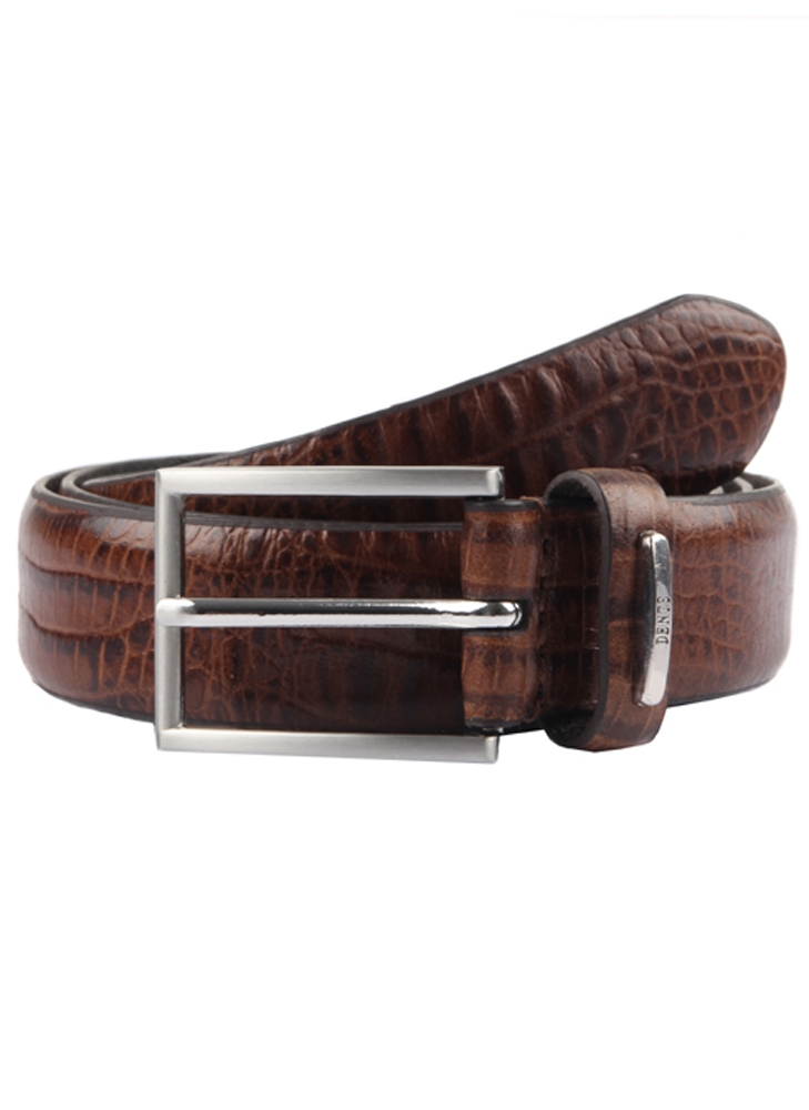 Dents crocodile print leather belt.