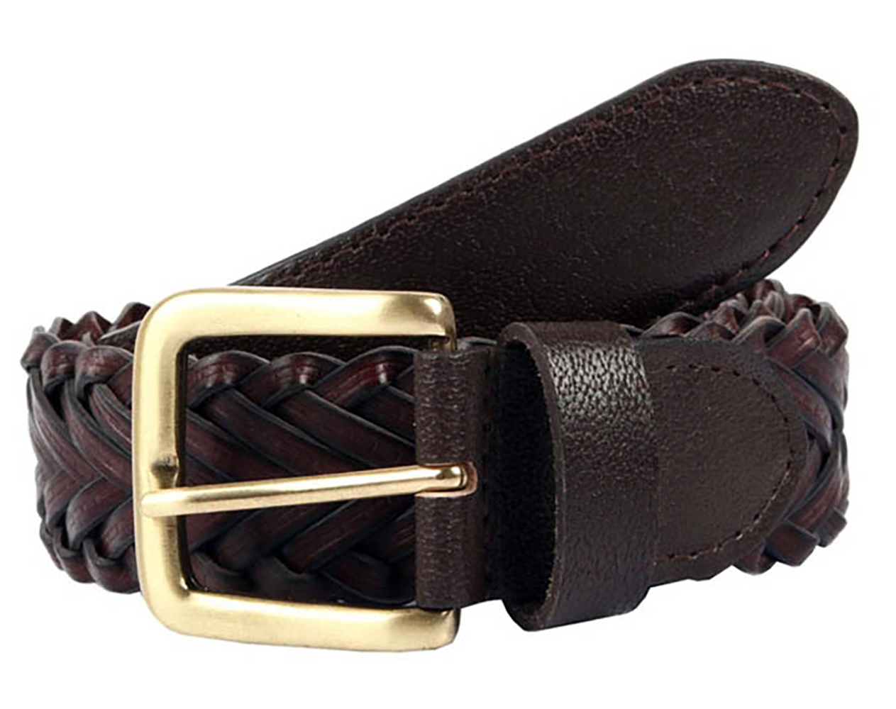 Dents plaited leather belt.