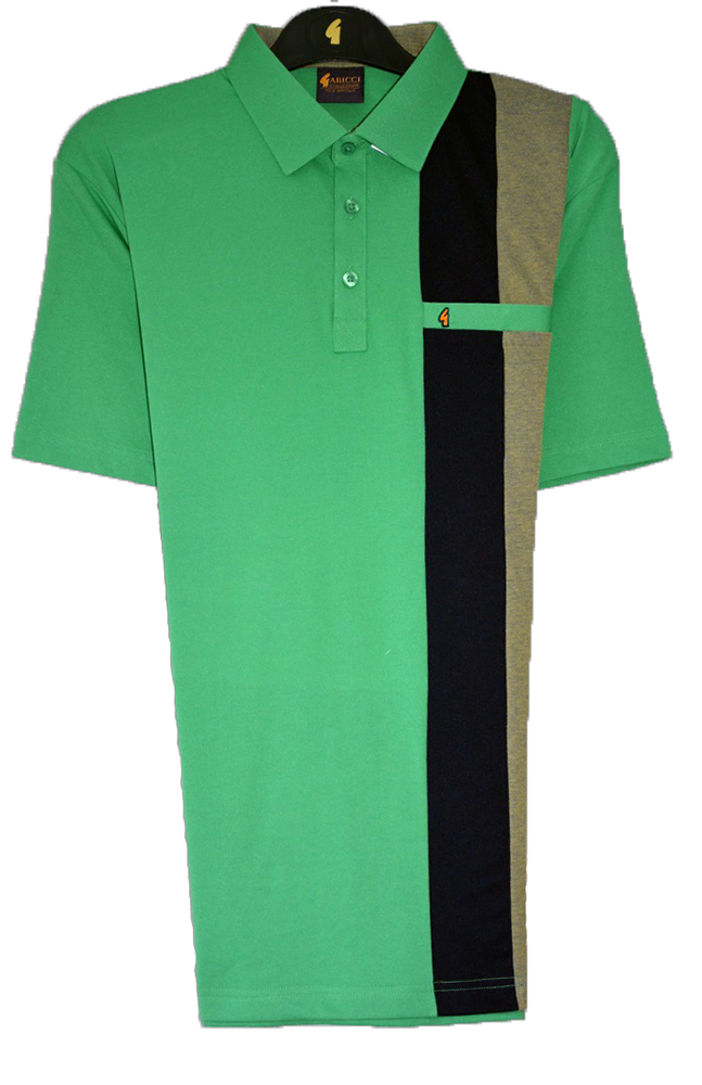 Plain polo shirt with two block stripes by Gabicci at Westaway and Westaway