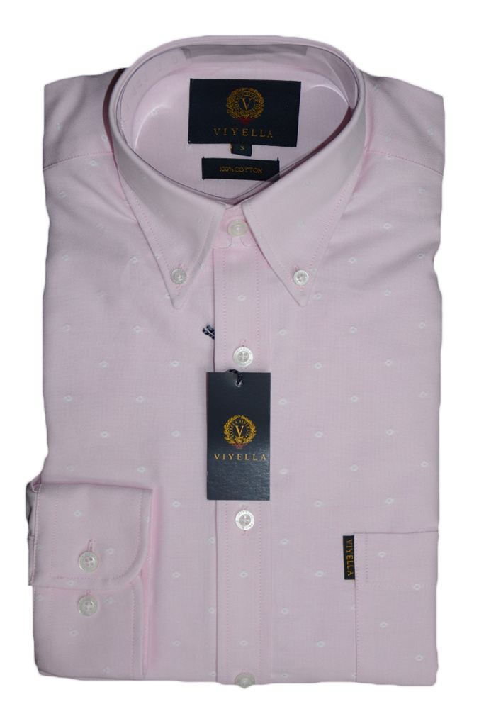 Viyella Cotton Pink Oxford Spot Shirt